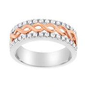 Bids.com 10K White and Rose Gold 1/3 Cttw Diamond Split Shank and Infinity Ribbon Band Ring (I-J Color, I1-I2 Clarity) - Size 6 Rings