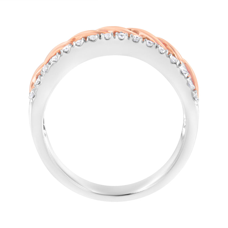 Bids.com 10K White and Rose Gold 1/3 Cttw Diamond Split Shank and Infinity Ribbon Band Ring (I-J Color, I1-I2 Clarity) - Size 6 Rings