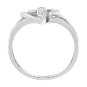Bids.com 10K White Gold Diamond-Accented Cross & Open Heart Promise Fashion Ring (H-I Color, I1-I2 Clarity) - Size 7 Rings