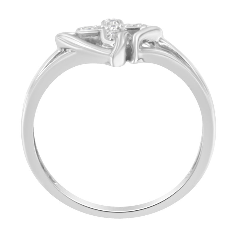 Bids.com 10K White Gold Diamond-Accented Cross & Open Heart Promise Fashion Ring (H-I Color, I1-I2 Clarity) - Size 7 Rings
