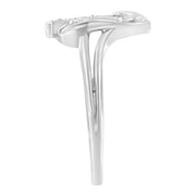 Bids.com 10K White Gold Diamond-Accented Cross & Open Heart Promise Fashion Ring (H-I Color, I1-I2 Clarity) - Size 7 Rings