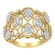 Bids.com 14K Yellow Gold Diamond Art Deco Ring (1/2 Cttw, H-I Color, I1 Clarity) - Size 7 Rings