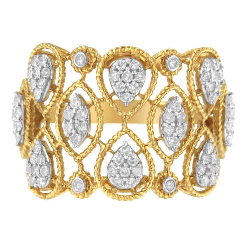 Bids.com 14K Yellow Gold Diamond Art Deco Ring (1/2 Cttw, H-I Color, I1 Clarity) - Size 7 Rings