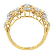 Bids.com 14K Yellow Gold Diamond Art Deco Ring (1/2 Cttw, H-I Color, I1 Clarity) - Size 7 Rings