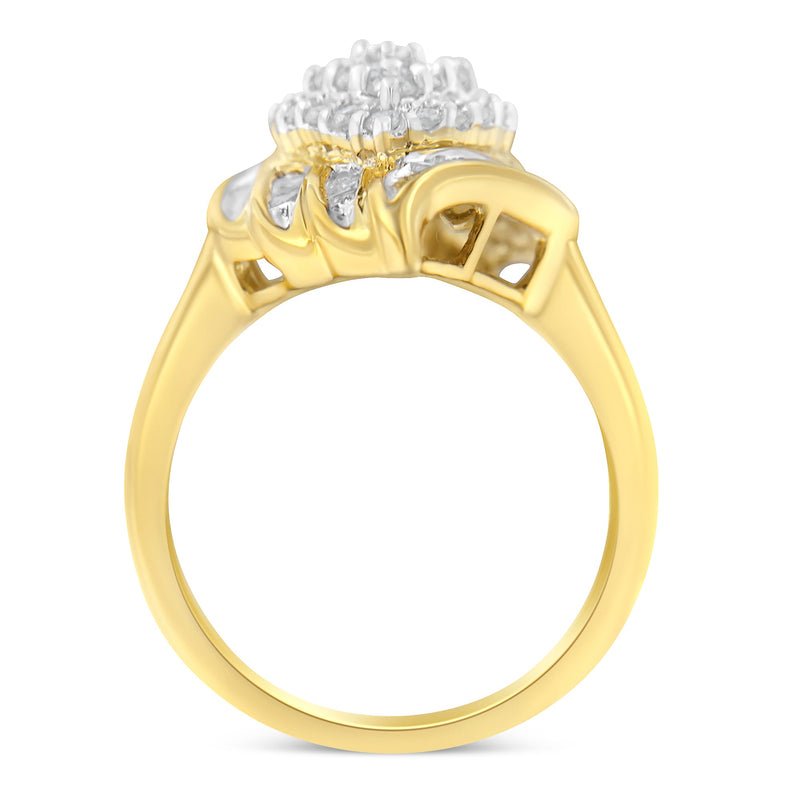 Bids.com 10K Yellow Gold Diamond Cocktail Ring (3/4 Cttw, I-J Color, I2-I3 Clarity) - Size 8 Rings