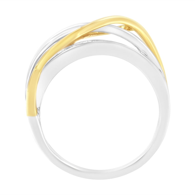 Bids.com 10K White and Yellow Gold 1 1/10 cttw Channel-Set Diamond Bypass Band Ring (J Color, I3 Clarity) - Size 7 Rings