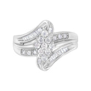 Bids.com 10K White Gold 1/2 cttw Diamond Cluster Ring (H-I Clarity, I2-I3 Color) - Size 6 Rings