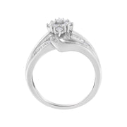 Bids.com 10K White Gold 1/2 cttw Diamond Cluster Ring (H-I Clarity, I2-I3 Color) - Size 6 Rings