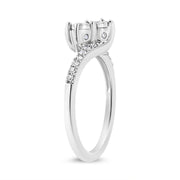 Bids.com 10K White Gold 1/4 Cttw Miracle Set Round Cut Diamond Two-Stone Ring (H-I Color, I2 Clarity) - Size 7 Rings