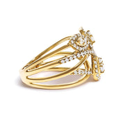 Bids.com 10K Yellow Gold 1/2 Cttw Diamond Crossover 3 Leaf Floral Cocktail Ring Band (H-I Color, SI1-SI2 Clarity)  - Size 7 Rings