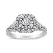 Bids.com .925 Sterling Silver 1/3 Cttw Miracle Set Round-Cut Diamond Cocktail Ring (H-I Color, I1-I2 Clarity) - Size 7 Rings