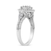 Bids.com .925 Sterling Silver 1/3 Cttw Miracle Set Round-Cut Diamond Cocktail Ring (H-I Color, I1-I2 Clarity) - Size 7 Rings