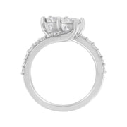 Bids.com 10K White Gold Two-Stone Miracle-Set Diamond Bypass Ring (1 Cttw, H-I Color, I1-I2 Clarity) - Size 6 Rings