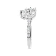 Bids.com 10K White Gold Two-Stone Miracle-Set Diamond Bypass Ring (1 Cttw, H-I Color, I1-I2 Clarity) - Size 6 Rings