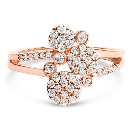 Bids.com 14K Rose Gold Plated .925 Sterling Silver 1/2 Cttw Diamond Scatter Composite Bypass Ring (I-J Color, I1-I2 Clarity) - Size 7 Rings
