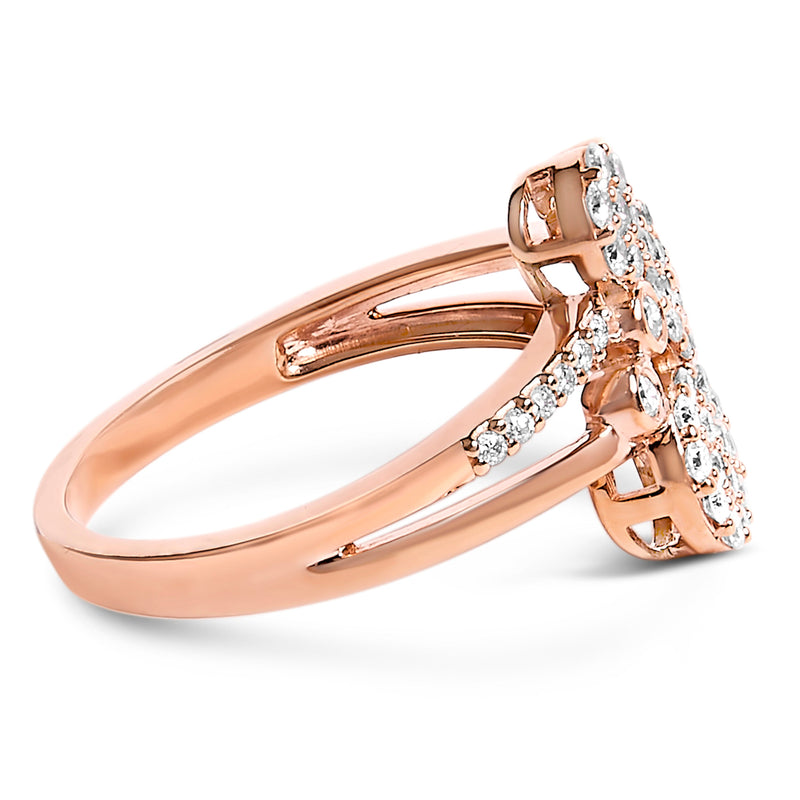 Bids.com 14K Rose Gold Plated .925 Sterling Silver 1/2 Cttw Diamond Scatter Composite Bypass Ring (I-J Color, I1-I2 Clarity) - Size 7 Rings
