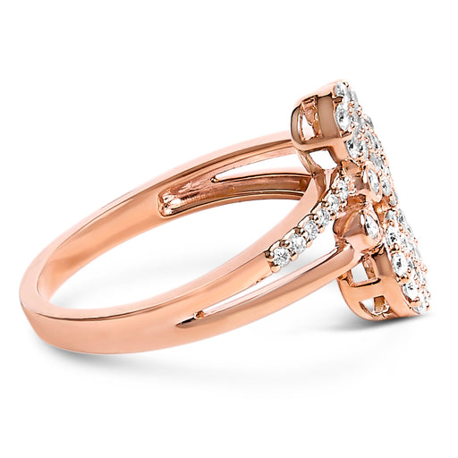 Bids.com 14K Rose Gold Plated .925 Sterling Silver 1/2 Cttw Diamond Scatter Composite Bypass Ring (I-J Color, I1-I2 Clarity) - Size 7 Rings