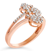 Bids.com 14K Rose Gold Plated .925 Sterling Silver 1/2 Cttw Diamond Scatter Composite Bypass Ring (I-J Color, I1-I2 Clarity) - Size 7 Rings