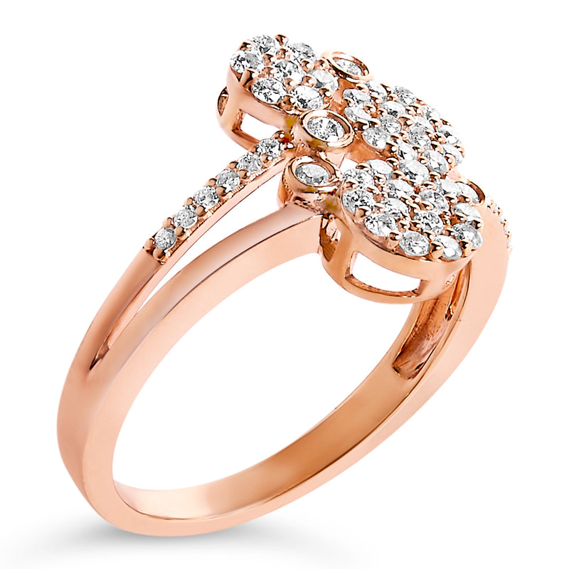 Bids.com 14K Rose Gold Plated .925 Sterling Silver 1/2 Cttw Diamond Scatter Composite Bypass Ring (I-J Color, I1-I2 Clarity) - Size 7 Rings
