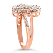 Bids.com 14K Rose Gold Plated .925 Sterling Silver 1/2 Cttw Diamond Scatter Composite Bypass Ring (I-J Color, I1-I2 Clarity) - Size 7 Rings