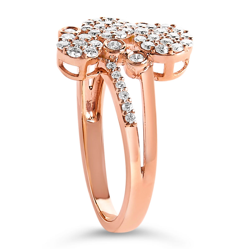 Bids.com 14K Rose Gold Plated .925 Sterling Silver 1/2 Cttw Diamond Scatter Composite Bypass Ring (I-J Color, I1-I2 Clarity) - Size 7 Rings