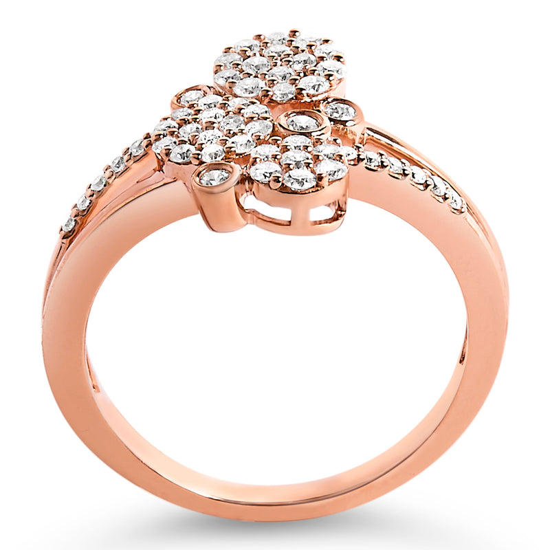 Bids.com 14K Rose Gold Plated .925 Sterling Silver 1/2 Cttw Diamond Scatter Composite Bypass Ring (I-J Color, I1-I2 Clarity) - Size 7 Rings