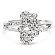 Bids.com 14K Rose Gold Plated .925 Sterling Silver 1/2 Cttw Diamond Scatter Composite Bypass Ring (I-J Color, I1-I2 Clarity) - Size 7 Rings