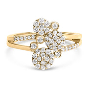 Bids.com 14K Rose Gold Plated .925 Sterling Silver 1/2 Cttw Diamond Scatter Composite Bypass Ring (I-J Color, I1-I2 Clarity) - Size 7 Rings