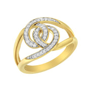 Bids.com 14K Yellow Gold Plated .925 Sterling Silver 1/4 Cttw Diamond Interlocking Loop Open Shank Bypass Ring (I-J Color, I1-I2 Clarity) - Size 7 Rings