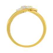 Bids.com 14K Yellow Gold Plated .925 Sterling Silver 1/4 Cttw Diamond Interlocking Loop Open Shank Bypass Ring (I-J Color, I1-I2 Clarity) - Size 7 Rings
