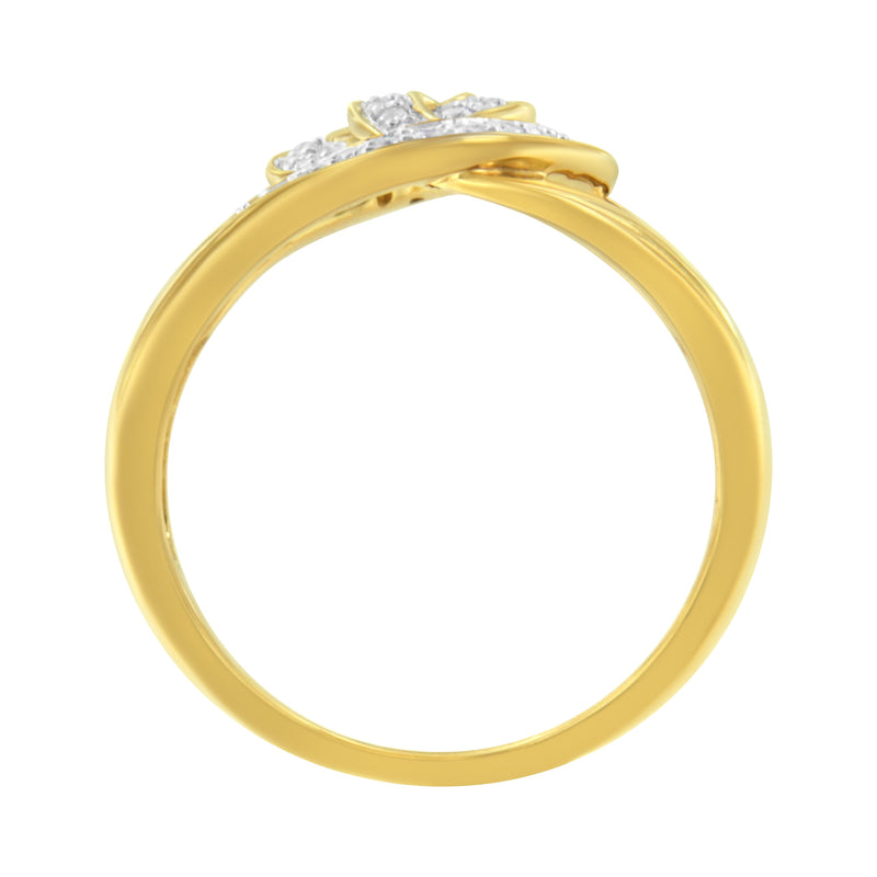 Bids.com 14K Yellow Gold Plated .925 Sterling Silver 1/4 Cttw Diamond Interlocking Loop Open Shank Bypass Ring (I-J Color, I1-I2 Clarity) - Size 7 Rings