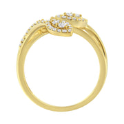 Bids.com 10K Yellow Gold 1/2 Cttw Round-Cut Diamond Layered Crossover Triple Leaf Bypass Ring (I-J Color, I1-I2 Clarity) - Size 7 Rings