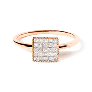 Bids.com 10K Rose Gold 1/3 Cttw Invisible Set Princess Cut Diamond Composite Square Shape Ring (H-I color, I1-I2 clarity) - Size 5 Rings