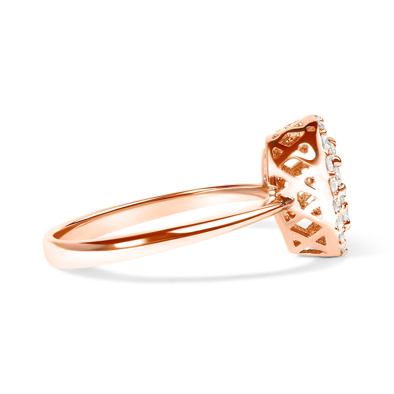 Bids.com 10K Rose Gold 3/8 Cttw Round-Cut Diamond Pear Promise Ring (I-J Color, I2-I3 Clarity) - Size 7 Rings