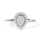Bids.com 10K White Gold 3/8 Cttw Round-Cut Lab Grown Diamond Cluster Pear Promise Ring (G-H Color, VS2-SI1 Clarity) - Size 7 Rings