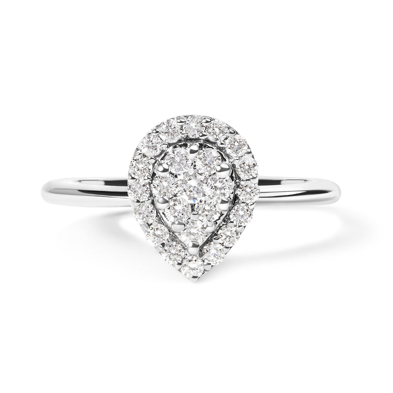 Bids.com 10K White Gold 3/8 Cttw Round-Cut Lab Grown Diamond Cluster Pear Promise Ring (G-H Color, VS2-SI1 Clarity) - Size 7 Rings