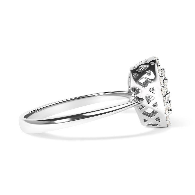 Bids.com 10K White Gold 3/8 Cttw Round-Cut Lab Grown Diamond Cluster Pear Promise Ring (G-H Color, VS2-SI1 Clarity) - Size 7 Rings