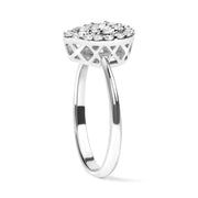 Bids.com 10K White Gold 3/8 Cttw Round-Cut Lab Grown Diamond Cluster Pear Promise Ring (G-H Color, VS2-SI1 Clarity) - Size 7 Rings