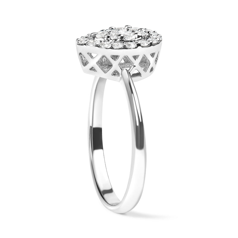Bids.com 10K White Gold 3/8 Cttw Round-Cut Lab Grown Diamond Cluster Pear Promise Ring (G-H Color, VS2-SI1 Clarity) - Size 7 Rings
