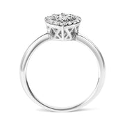 Bids.com 10K White Gold 3/8 Cttw Round-Cut Lab Grown Diamond Cluster Pear Promise Ring (G-H Color, VS2-SI1 Clarity) - Size 7 Rings