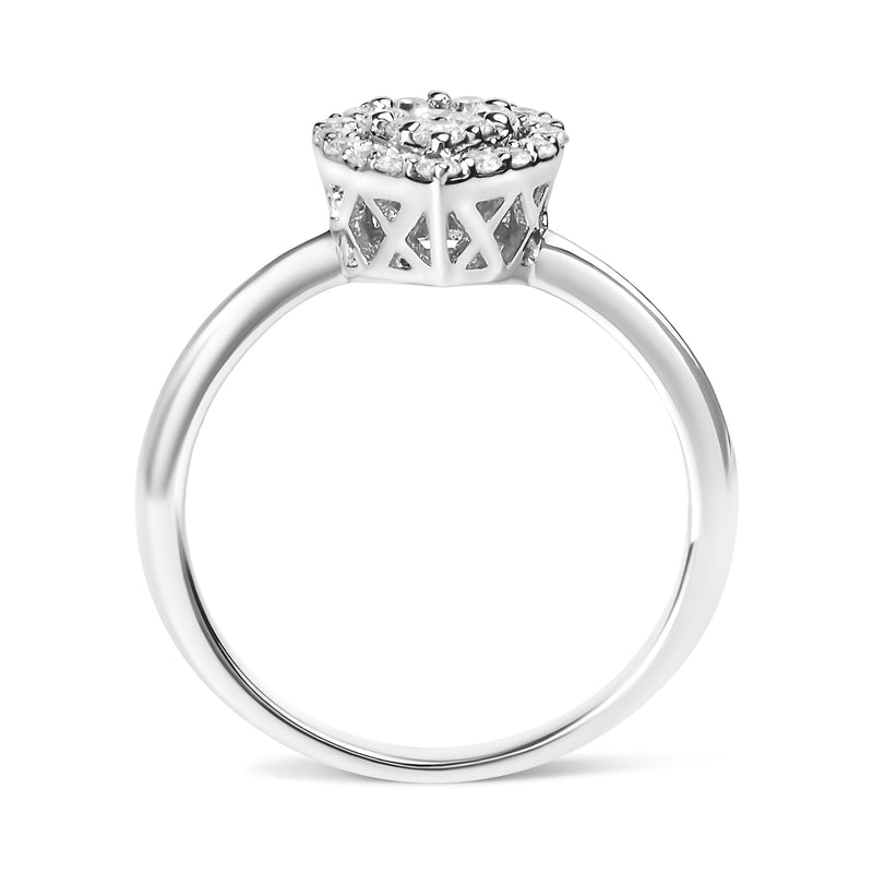 Bids.com 10K White Gold 3/8 Cttw Round-Cut Lab Grown Diamond Cluster Pear Promise Ring (G-H Color, VS2-SI1 Clarity) - Size 7 Rings