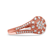 Bids.com 14K Rose Gold Plated .925 Sterling Silver 1/2 Cttw Pave Diamond Halo Cluster Split Shank Cocktail Ring (I-J Color, I1-I2 Clarity) - Size 6 Rings