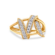 Bids.com 14K Yellow Gold Plated .925 Sterling Silver 1/4 Cttw Diamond Interlocking Bypass Ring (I-J Color, I1-I2 Clarity) - Size 7 Rings