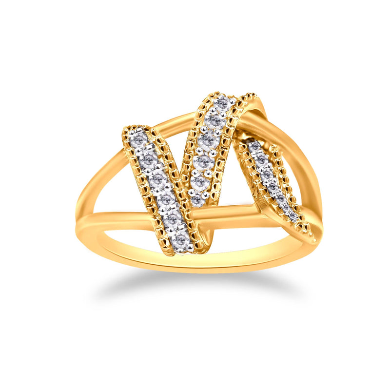 Bids.com 14K Yellow Gold Plated .925 Sterling Silver 1/4 Cttw Diamond Interlocking Bypass Ring (I-J Color, I1-I2 Clarity) - Size 7 Rings