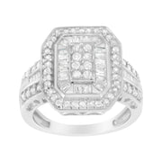 Bids.com .925 Sterling Silver Round and Baguette Diamond Cathedral Ring (0.75 Cttw, H-I Color, I2-I3 Clarity) - Size 7 Rings