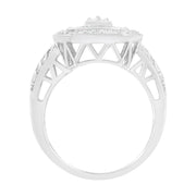 Bids.com .925 Sterling Silver Round and Baguette Diamond Cathedral Ring (0.75 Cttw, H-I Color, I2-I3 Clarity) - Size 7 Rings