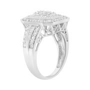 Bids.com .925 Sterling Silver Round and Baguette Diamond Cathedral Ring (0.75 Cttw, H-I Color, I2-I3 Clarity) - Size 7 Rings