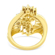 Bids.com 10K Yellow Gold 1 1/2 Cttw Diamond Cluster Tapered Shank Cocktail Ring Cocktail Ring (I-J Color, I1-I2 Clarity) - Ring Size 7 Rings