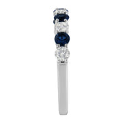 Bids.com 10KT White Gold 1/2 cttw Diamond and 3MM Created Blue Sapphire Gemstone Band Ring (H-I, I1-I2) - Size 7 Rings