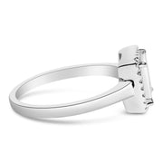 Bids.com .925 Sterling Silver 1/5 Cttw Invisible Set Princess Cut Diamond Promise Ring with Beaded Halo (H-I Color, I1-I2 Clarity) - Ring Size 7 Rings